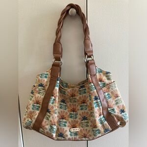 Bohemian Relic shoulder purse with twisted handle and floral print